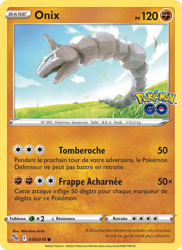 Onix 36/78 — EB10.5 Pokemon GO — Carte Pokémon française