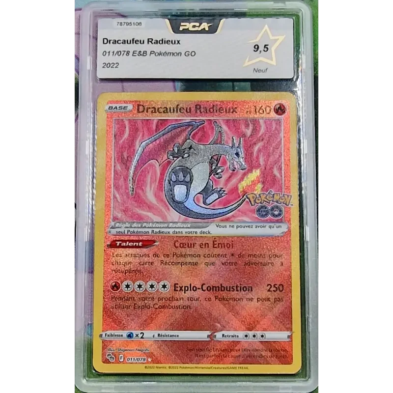 Carte gradé PCA 9.5 - Dracaufeu Radieux (PGO 011) Pokémon GO - FR