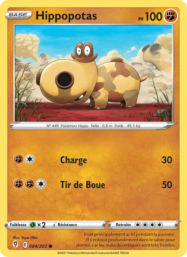 Hippopotas 84/203 — EB07 - Evolution Céleste — Carte Pokémon française