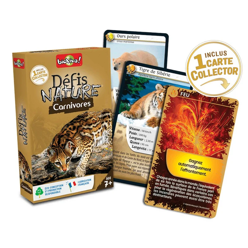Jeu de cartes défis nature - carnivores - fabriqué en france multicolore