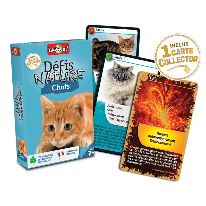 Jeu de cartes défis nature - chats - fabriqué en france multicolore