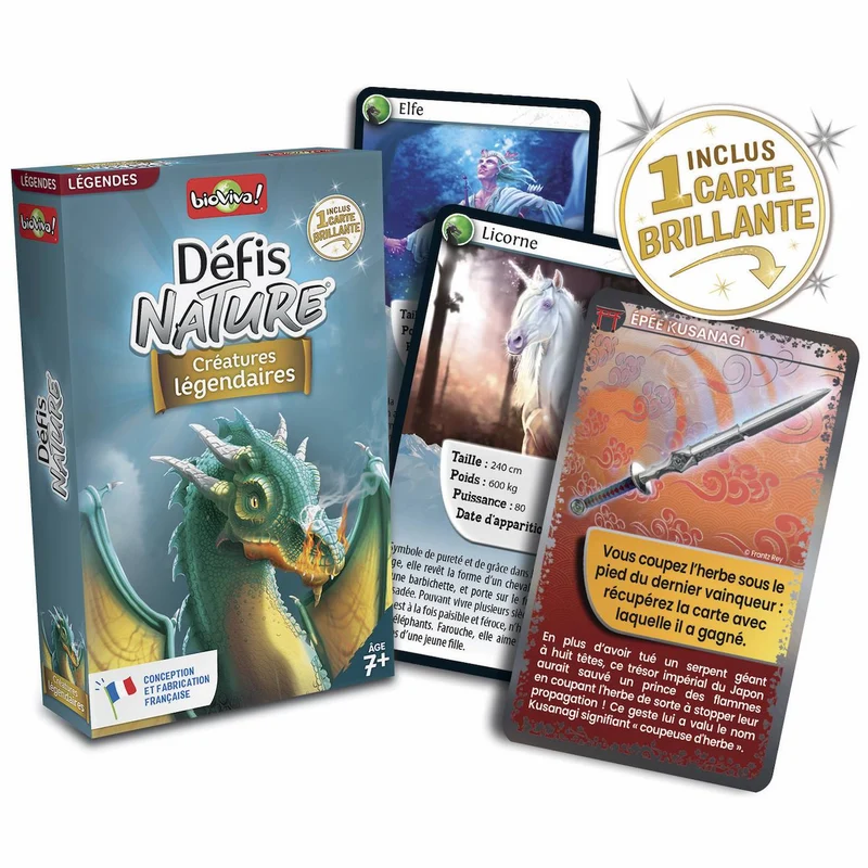 Jeu de cartes défis nature - créatures légendaires - fabriqué en france multicolore