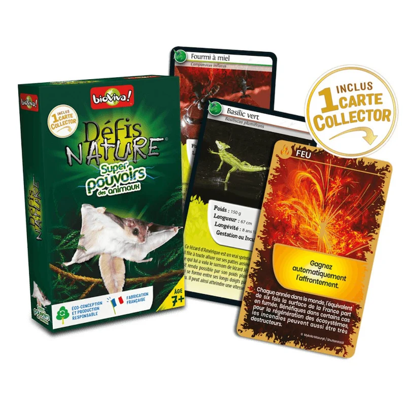 Jeu de cartes défis nature - super pouvoirs des animaux - fabriqué en france multicolore