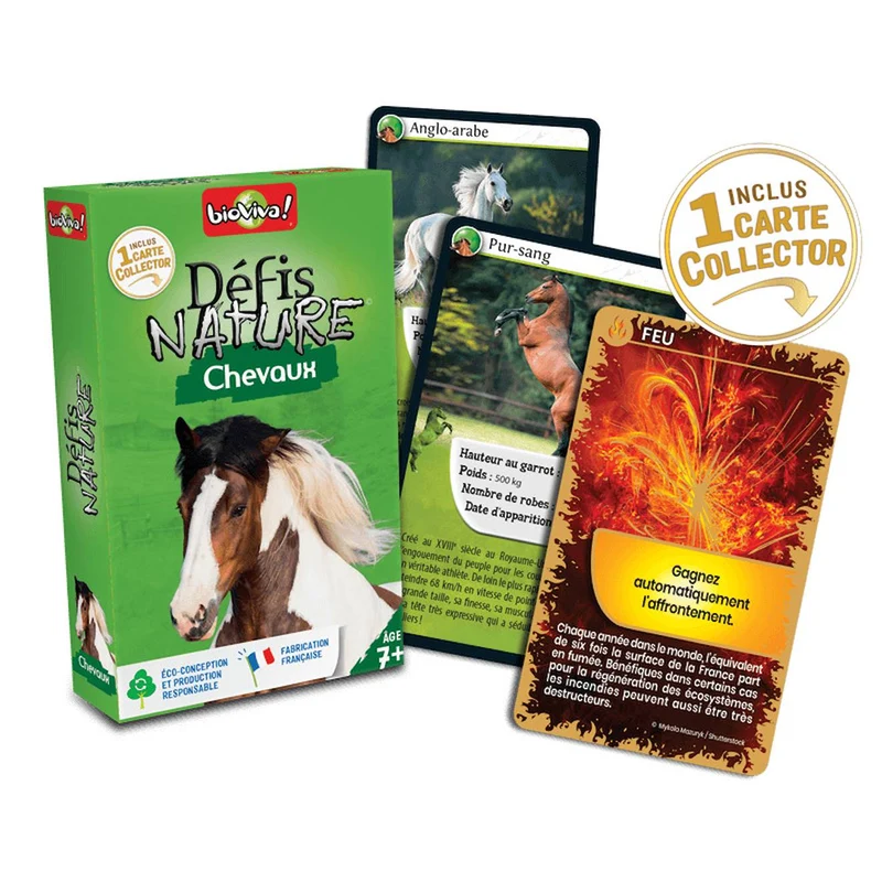Jeu de cartes défis nature - chevaux - fabriqué en france multicolore