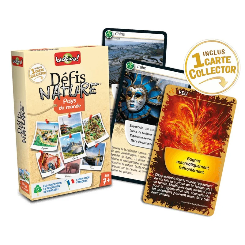 Jeu de cartes défis nature - pays du monde - fabriqué en france multicolore