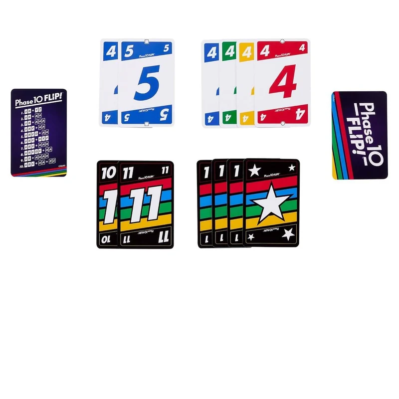 Jeu de cartes phase 10 flip multicolore
