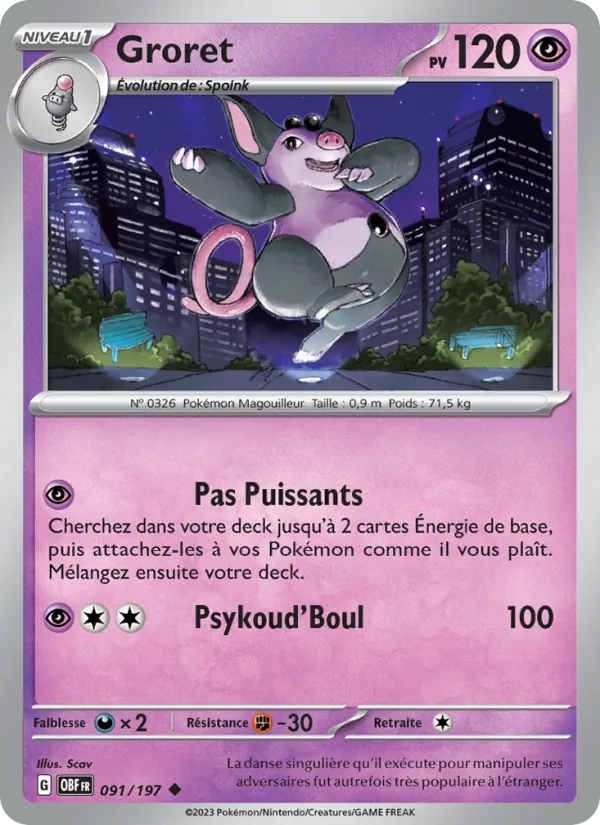 Groret 91/197 — EV03 – Flammes Obsidiennes — Carte Pokémon française