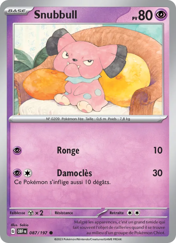 Snubbull 87/197 — EV03 – Flammes Obsidiennes — Carte Pokémon française