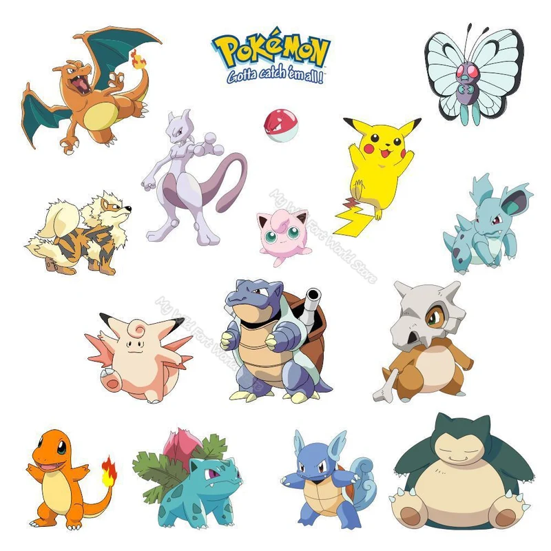 Stickers muraux dans différents motifs Pokemon