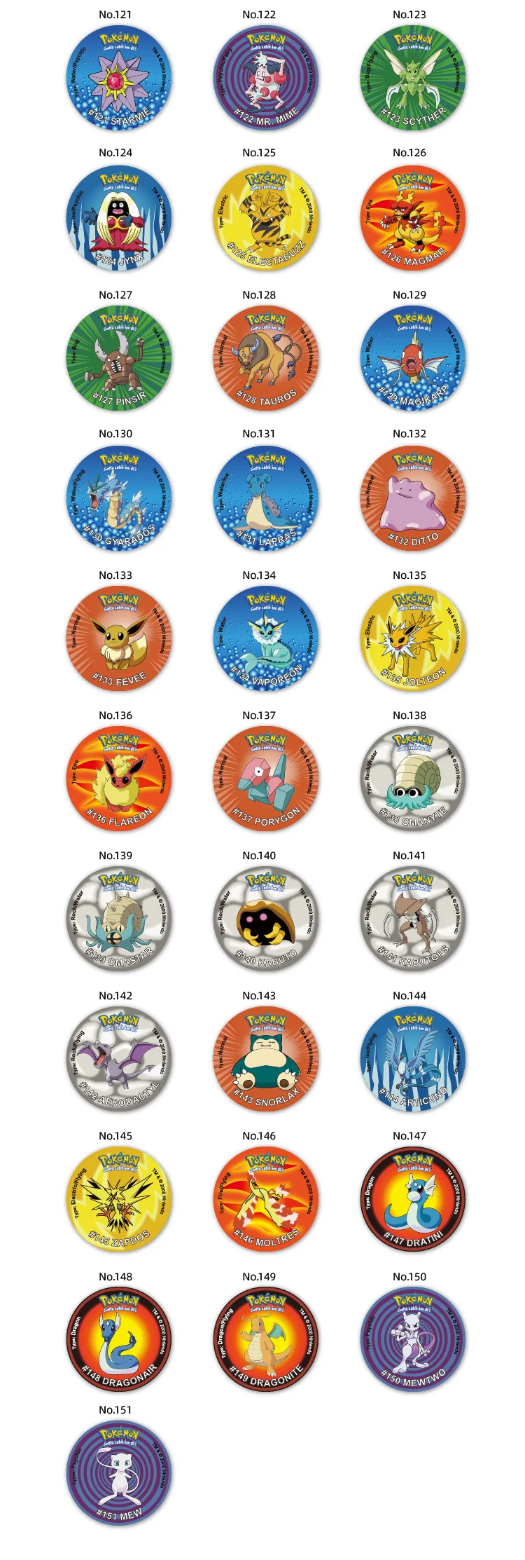 Tazos Pokémon 160 pogs ronds édition 2000 avec boîte