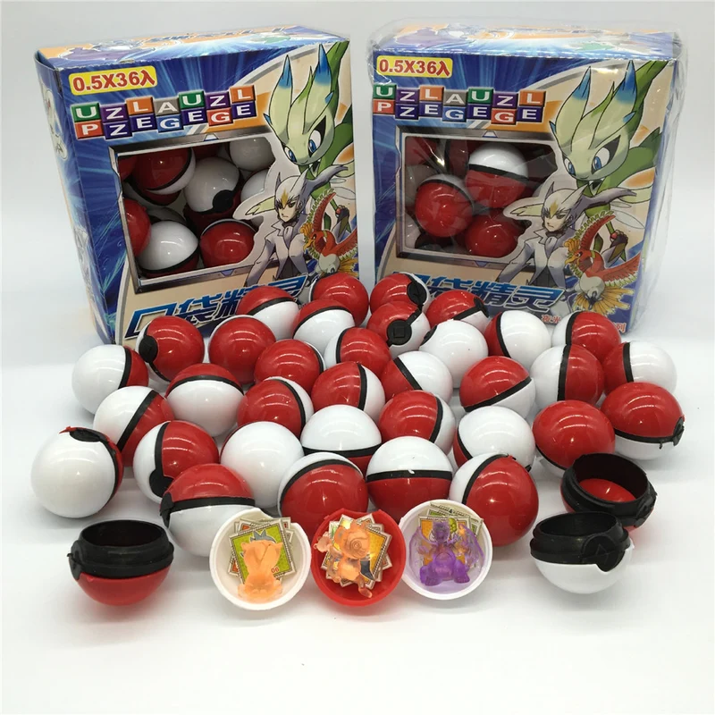 Lot de 36 petites boules Pokémon avec figurine et autocollant