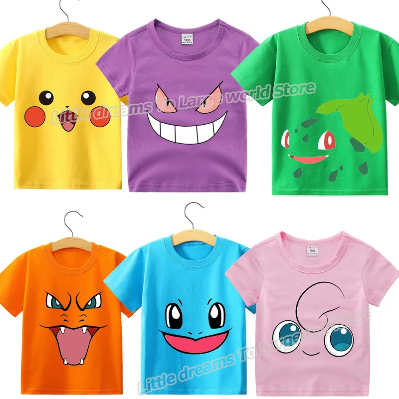 T-shirts pour enfants avec de jolis motifs Pokémon ou Pikachu