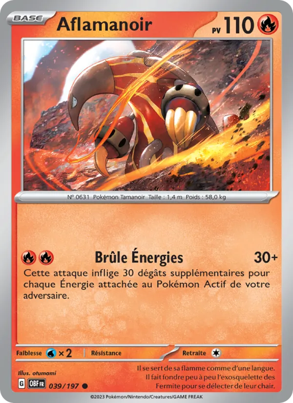 Aflamanoir 39/197 — EV03 – Flammes Obsidiennes — Carte Pokémon française