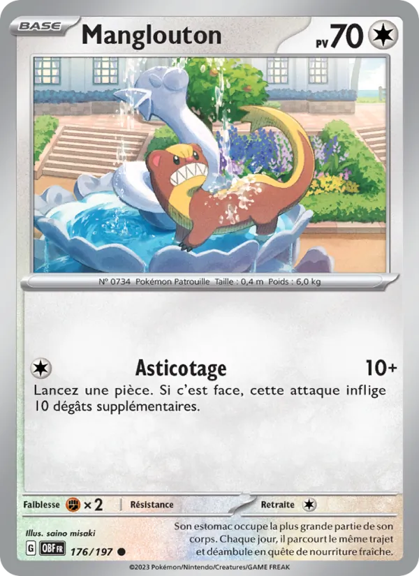 Manglouton 176/197 — EV03 – Flammes Obsidiennes — Carte Pokémon française