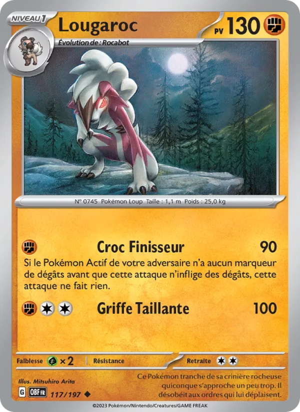 Lougaroc 117/197 — EV03 – Flammes Obsidiennes — Carte Pokémon française