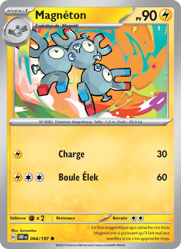 Magnéton 64/197 — EV03 – Flammes Obsidiennes — Carte Pokémon française