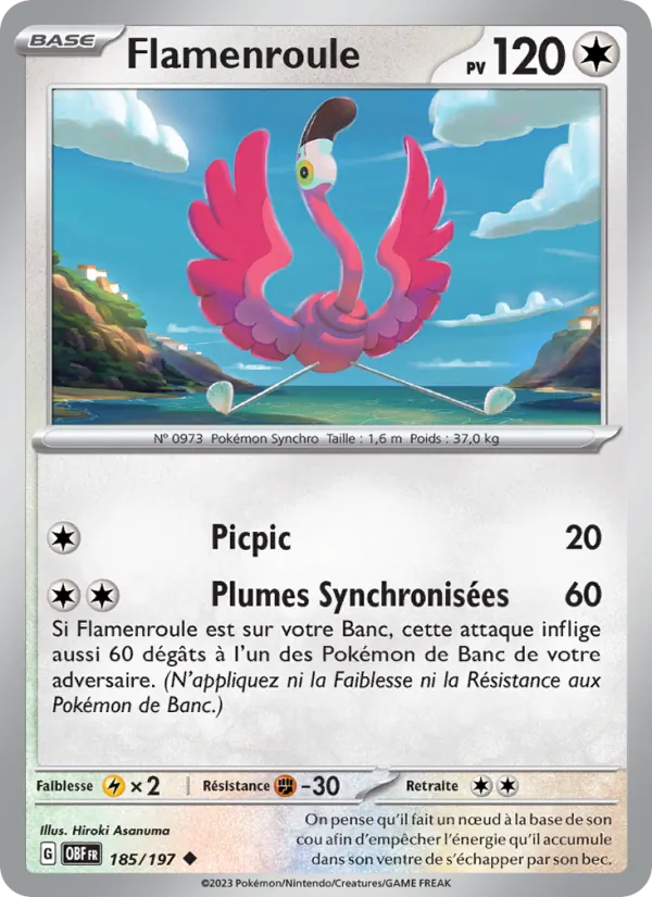 Flamenroule 185/197 — EV03 – Flammes Obsidiennes — Carte Pokémon française