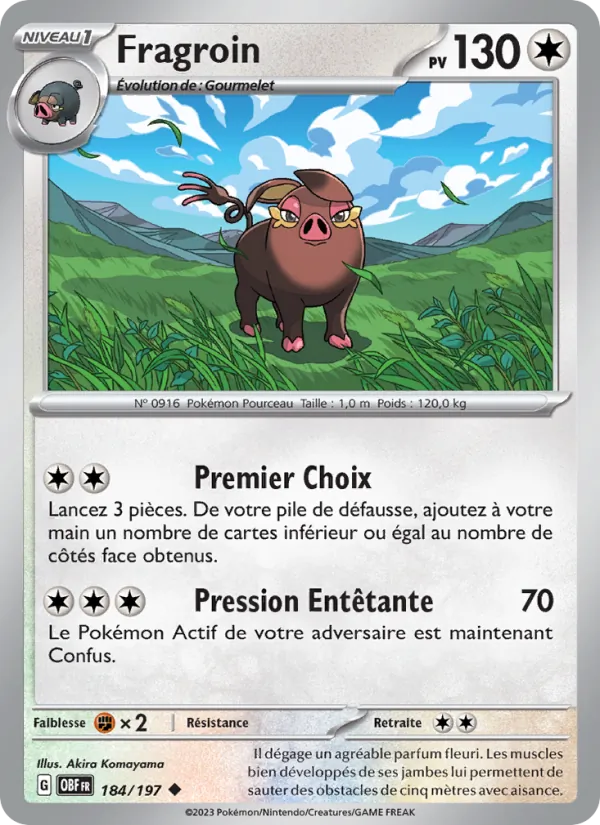 Fragroin 184/197 — EV03 – Flammes Obsidiennes — Carte Pokémon française