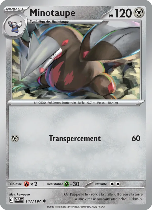 Minotaupe 147/197 — EV03 – Flammes Obsidiennes — Carte Pokémon française