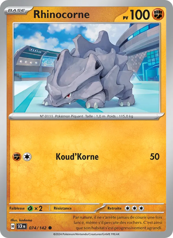 Rhinocorne 74/142 — EV07 — Couronne Stellaire — Carte Pokémon française