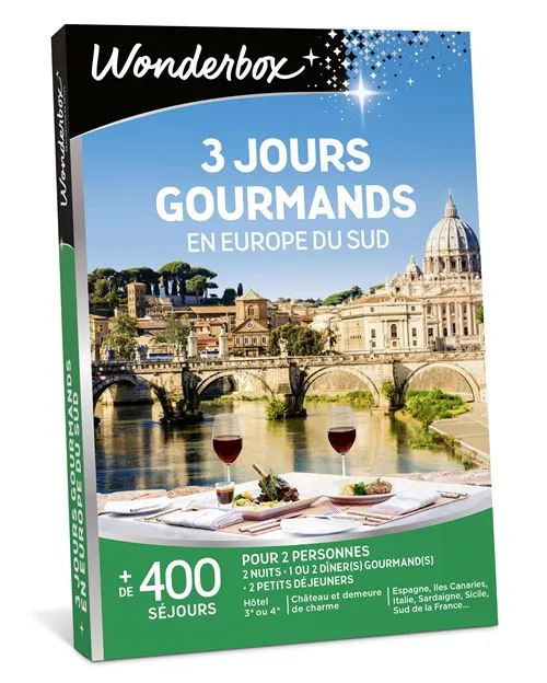Coffret cadeau Wonderbox 3 jours gourmands en Europe du Sud
