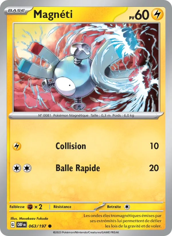 Magnéti 63/197 — EV03 – Flammes Obsidiennes — Carte Pokémon française