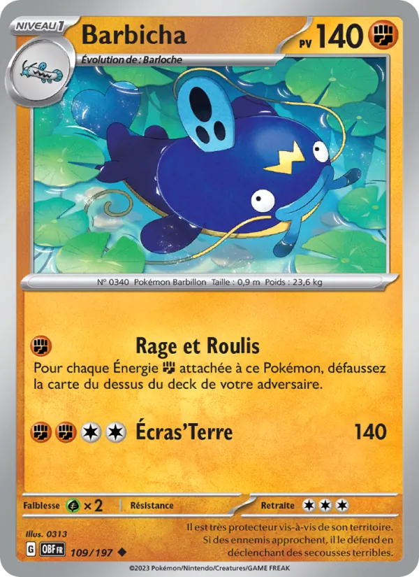 Barbicha 109/197 — EV03 – Flammes Obsidiennes — Carte Pokémon française