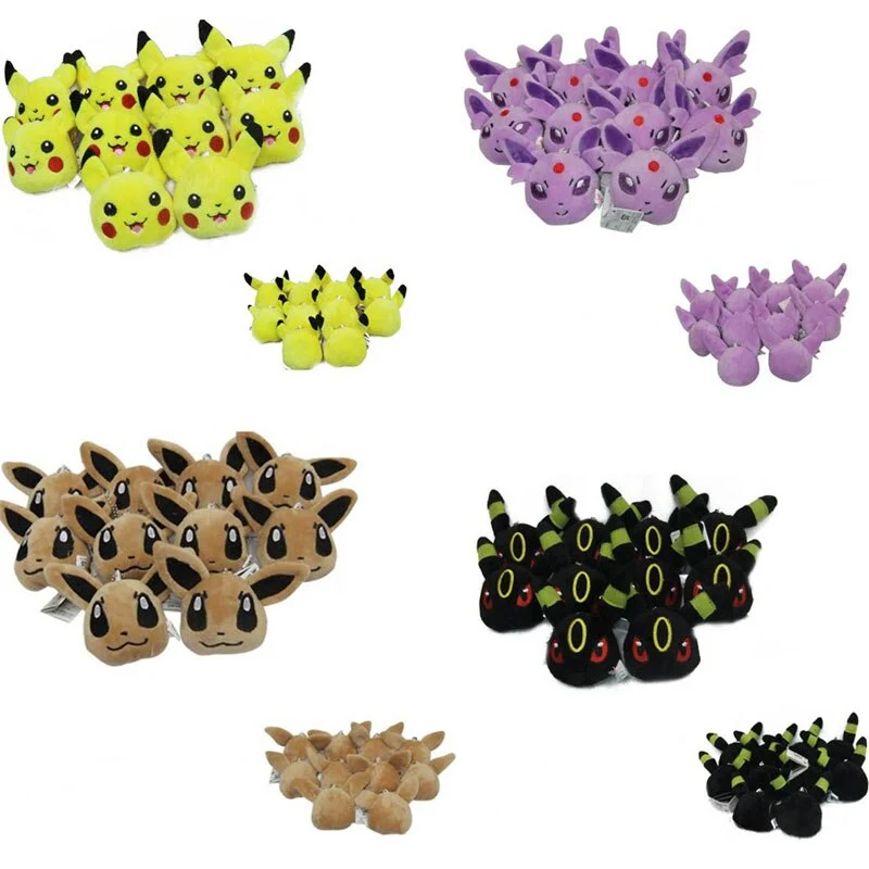 Ensemble de 10 porte-clés en peluche Pikachu Umbreon Nachtara Eevee Eevee