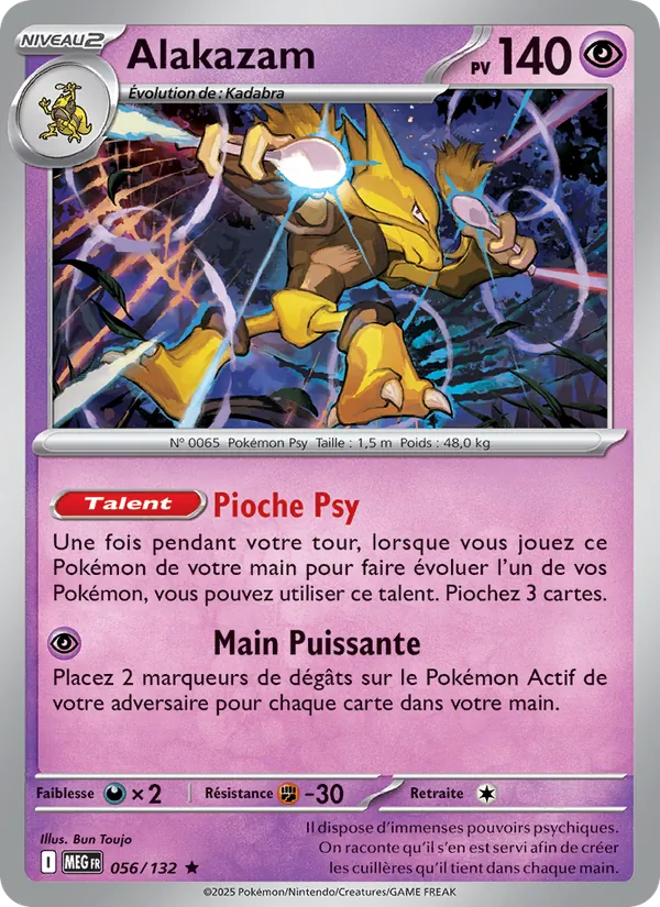 Alakazam 56/132 — ME01 — Méga-Évolution — Carte Pokémon française