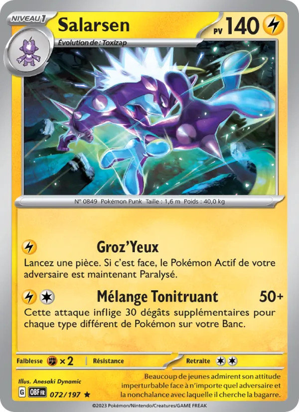 Salarsen 72/197 — EV03 – Flammes Obsidiennes — Carte Pokémon française