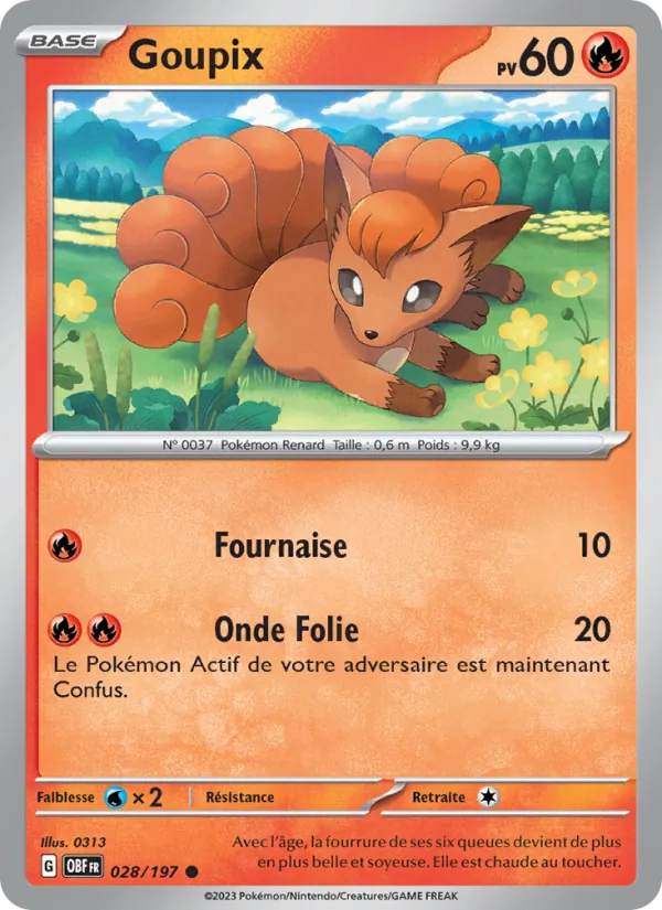 Goupix 28/197 — EV03 – Flammes Obsidiennes — Carte Pokémon française