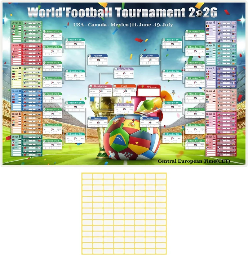 Poster calendrier Coupe du Monde 2026 - 95x75 cm