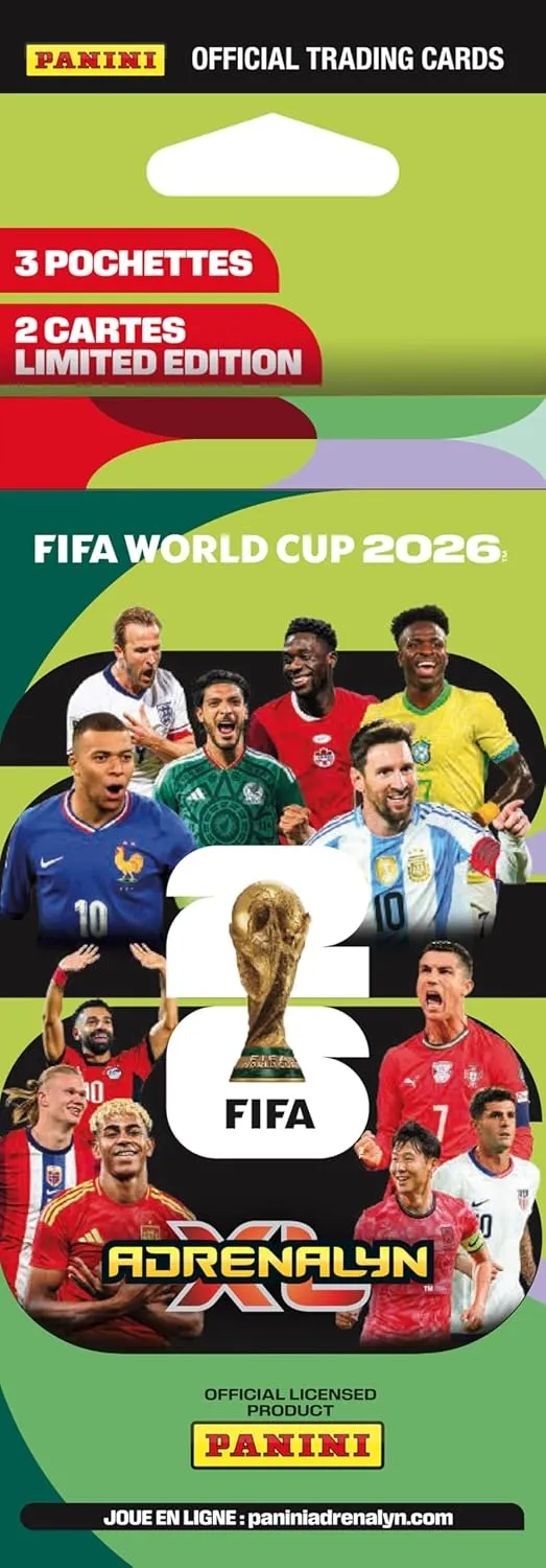 Panini Coupe du Monde FIFA 2026 - Trading Cards blister 3 pochettes + 2 cartes édition limitée