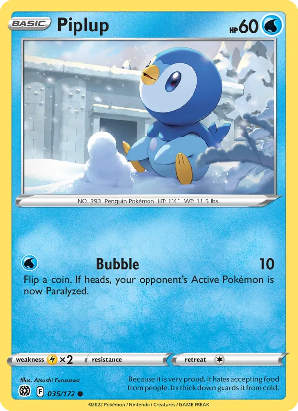 Tiplouf 35/172 — SWSH9 – Brilliant Stars — Carte Pokémon anglaise