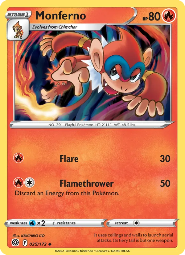 Chimpenfeu 25/172 — SWSH9 – Brilliant Stars — Carte Pokémon anglaise