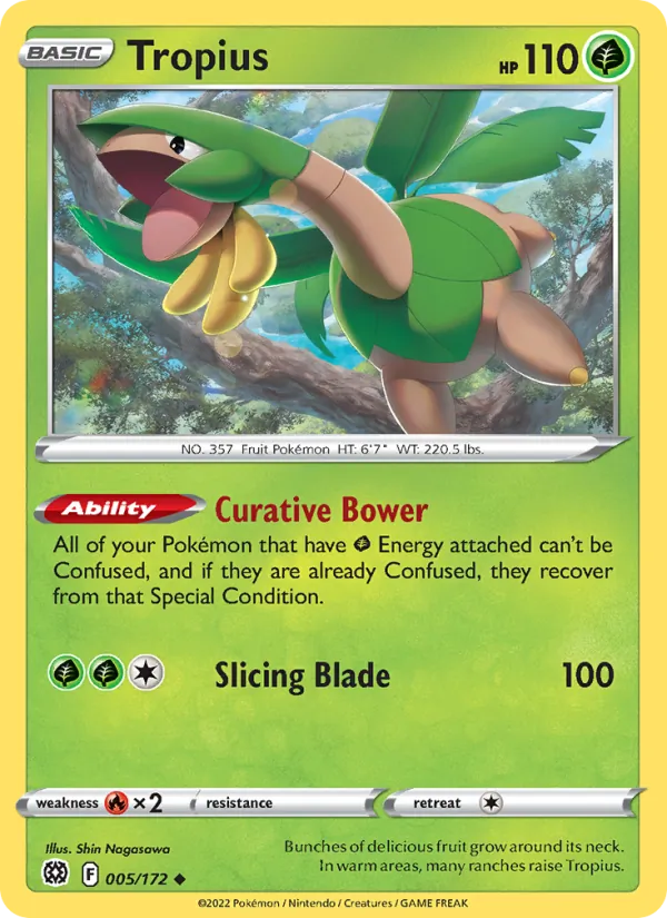 Tropius 5/172 — SWSH9 – Brilliant Stars — Carte Pokémon anglaise