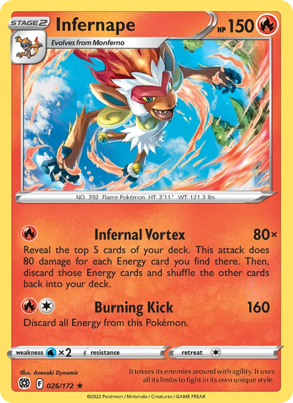 Simiabraz 26/172 — SWSH9 – Brilliant Stars — Carte Pokémon anglaise