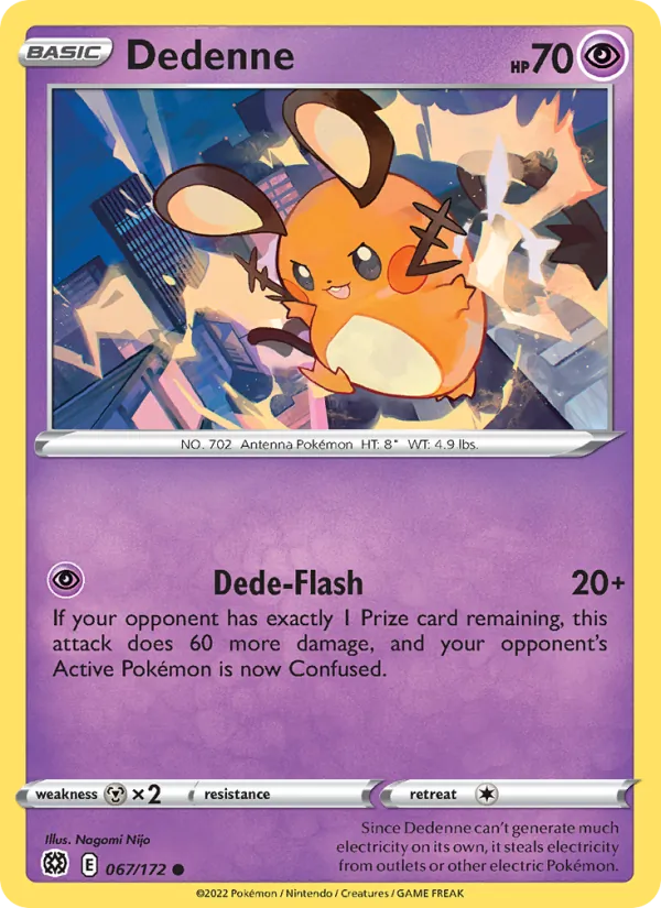 Dedenne 67/172 — SWSH9 – Brilliant Stars — Carte Pokémon anglaise