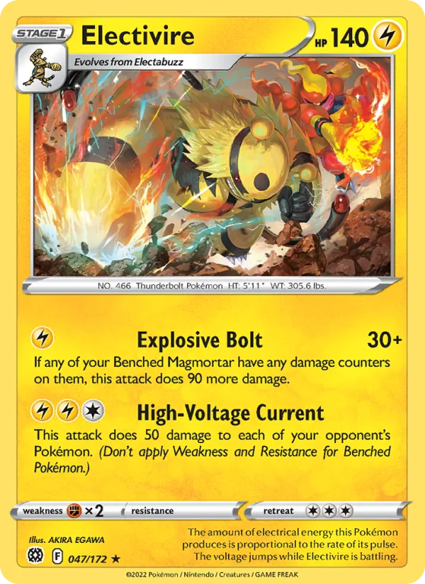 Élekable 47/172 — SWSH9 – Brilliant Stars — Carte Pokémon anglaise