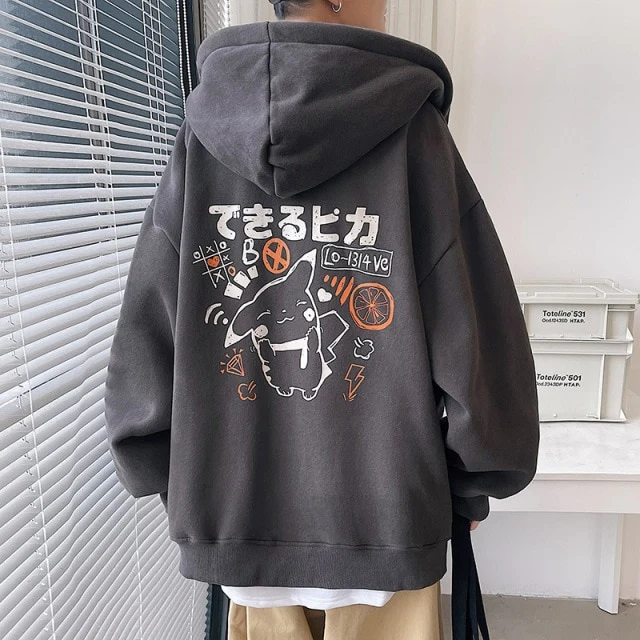 Sweat à capuche oversize unisexe avec imprimé Pokémon au dos