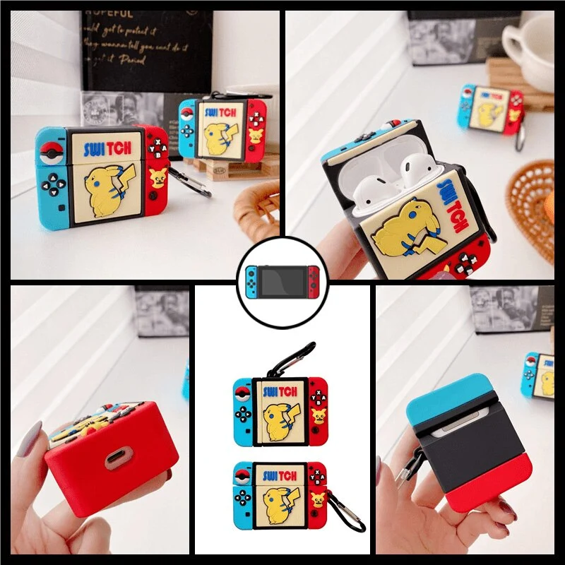 Coque de protection style Nintendo Switch pour écouteurs Apple AirPods 1, 2, 3 et Pro