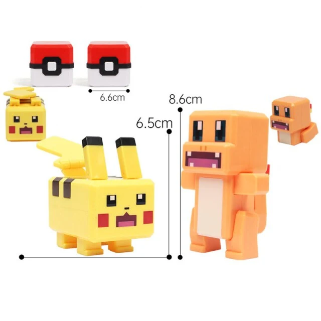 Figurines et balles Pokémon au look pixel