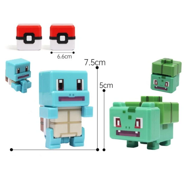 Figurines et balles Pokémon au look pixel