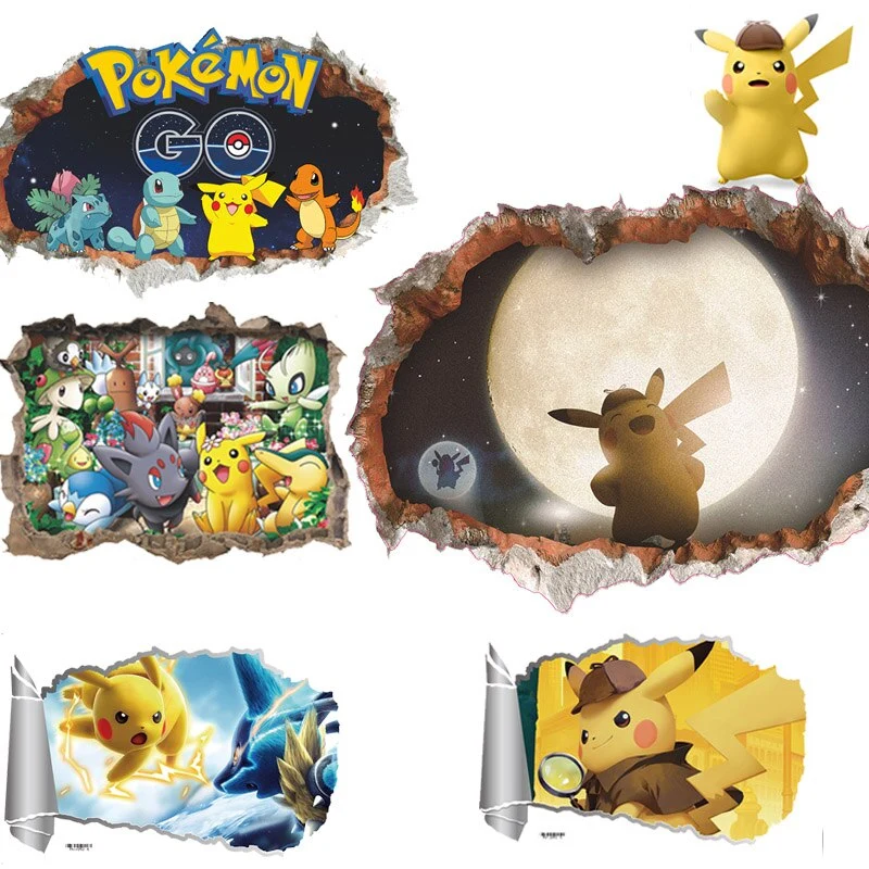 Autocollant 3D Pokemon Detektiv Pikachu Baguette (45cm * 60cm)