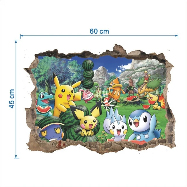 Autocollant 3D Pokemon Detektiv Pikachu Baguette (45cm * 60cm)