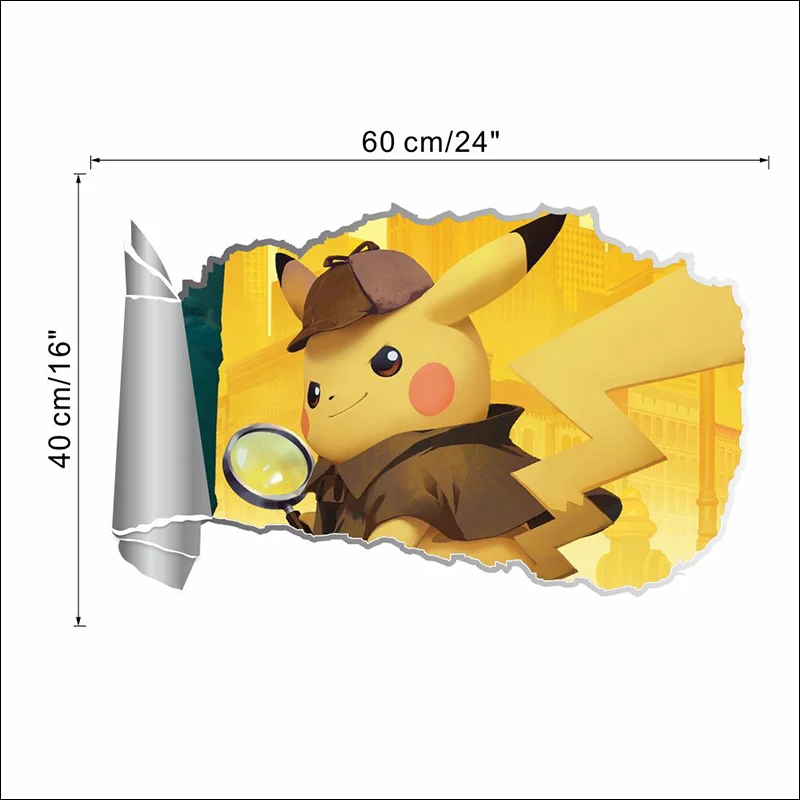 Autocollant 3D Detektiv Pikachu Baguette (60cm*40cm)