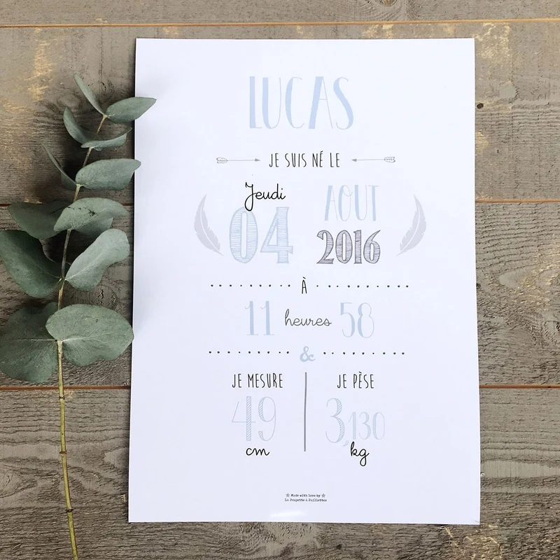 Affiche naissance personnalisée La Poupette à Paillettes