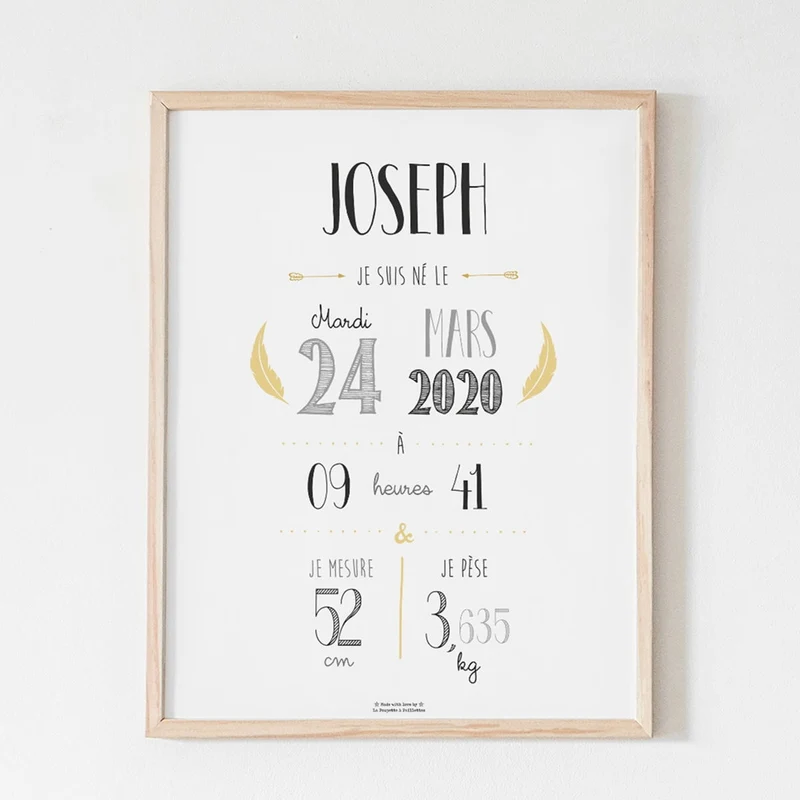 Affiche naissance personnalisée La Poupette à Paillettes