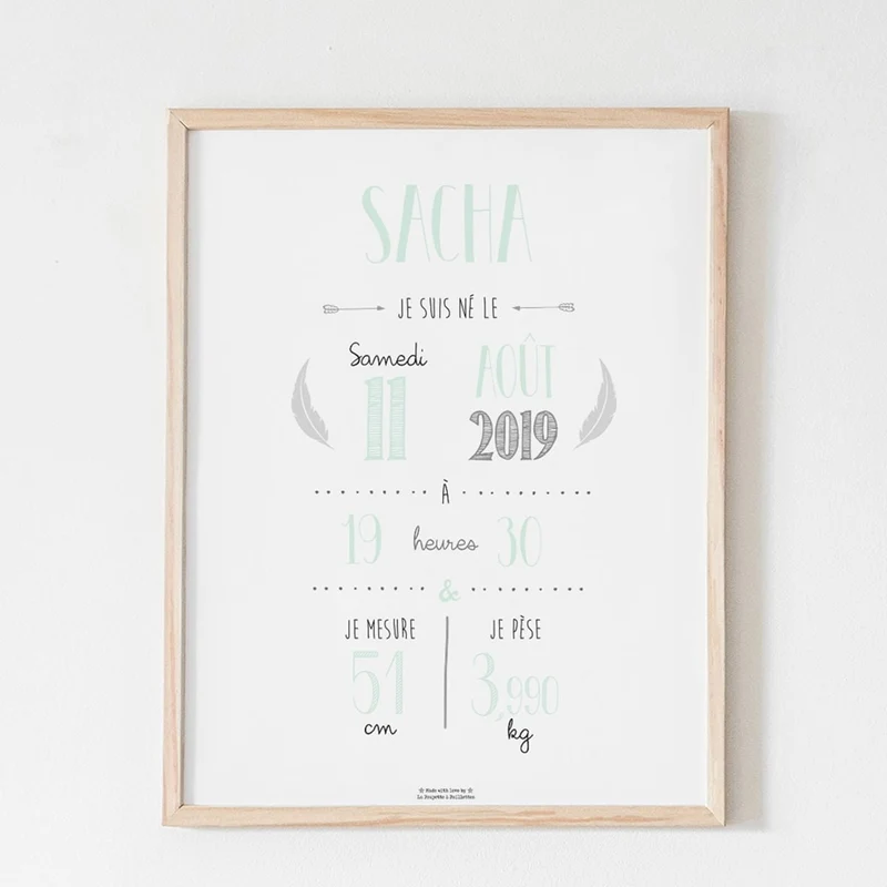 Affiche naissance personnalisée La Poupette à Paillettes