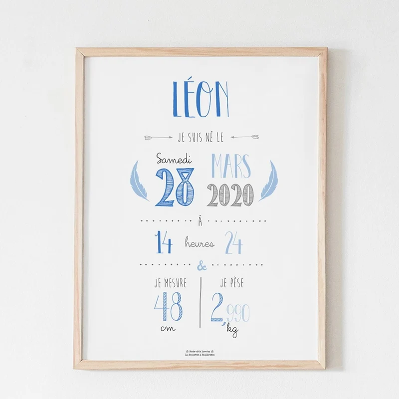 Affiche naissance personnalisée La Poupette à Paillettes